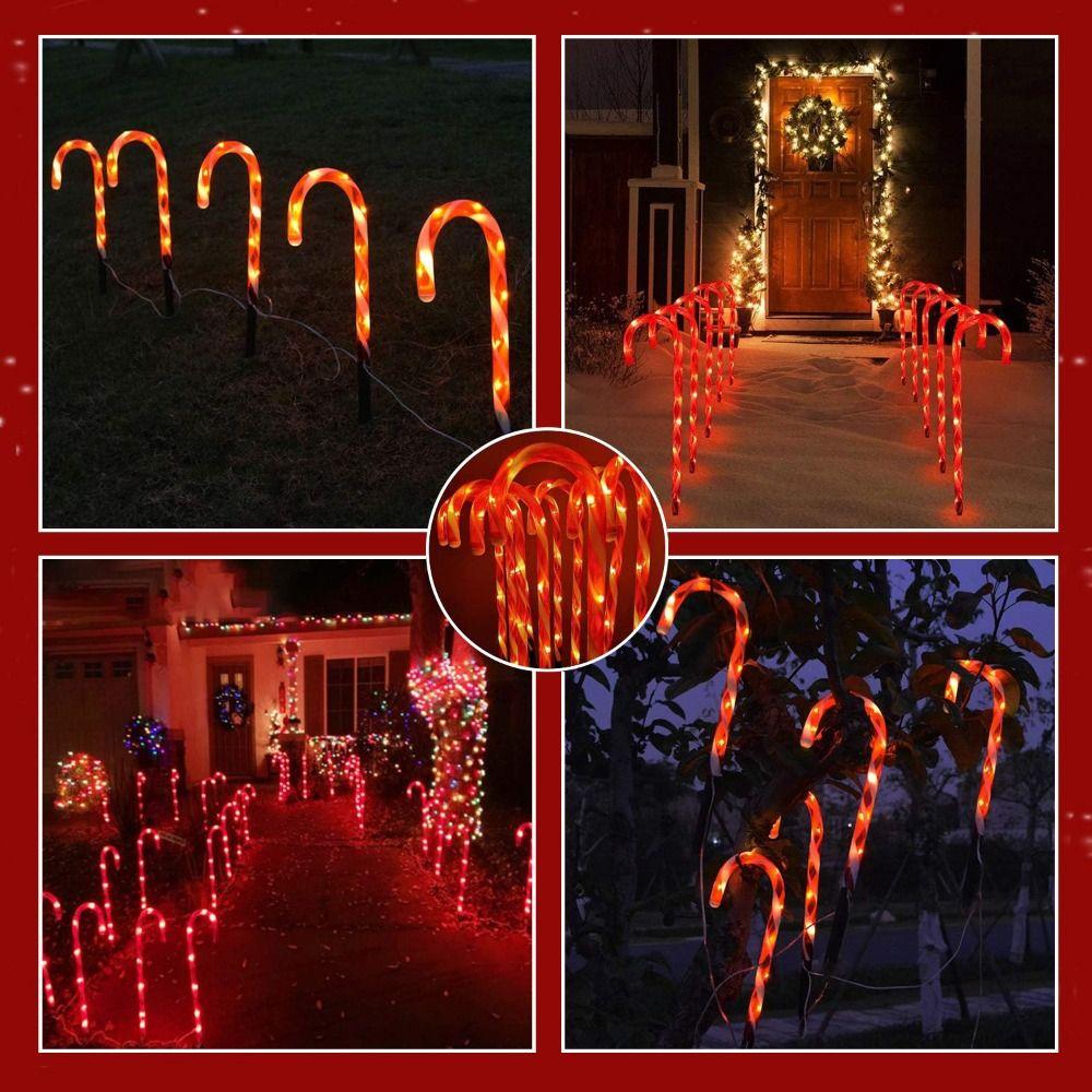 Landscape Lighting Candy Cane Solar Lights Solar Lamp Christmas Decoration Path Lights Outdoor