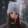 Новая милая шапка из вязаной шерсти с кошачьими ушками для женщин, осенне-зимняя, с защитой ушей, теплая шапка