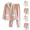 Ladies' Casual And Comfortable Round Neck Warm And Plush Home Clothes Cardigan Sleepwear And Pants Set