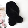Women Winter Solid Color Scarf Soft Plush Ball Decor Faux Fur Thick Scarfs Cozy Neck Warmer Cross Windproof Thermal Lady Neck Wrap