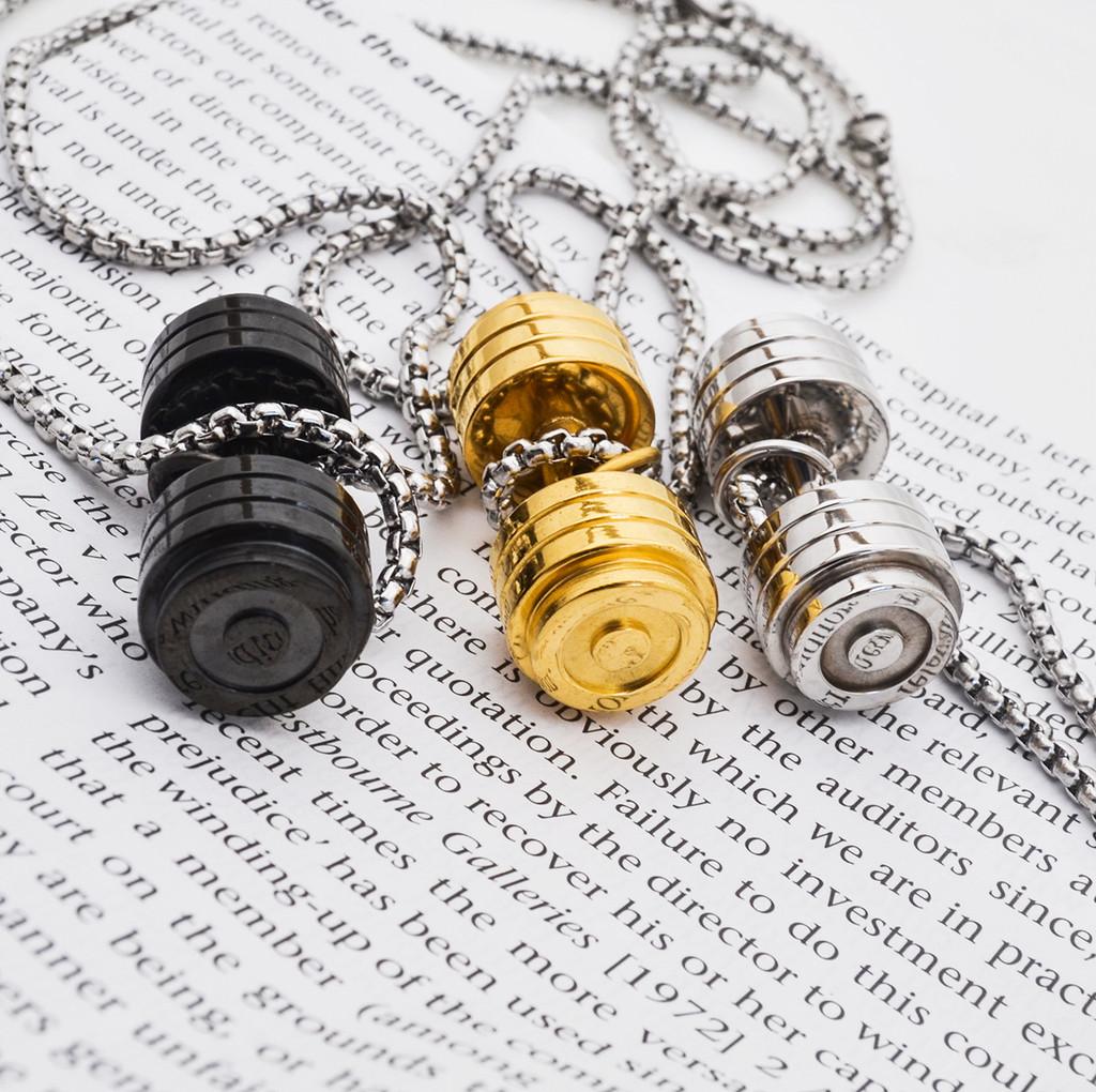 Ожерелье Temu Shein с подвеской в виде мультяшной гантели для хип-хоп моды и мужского подарка