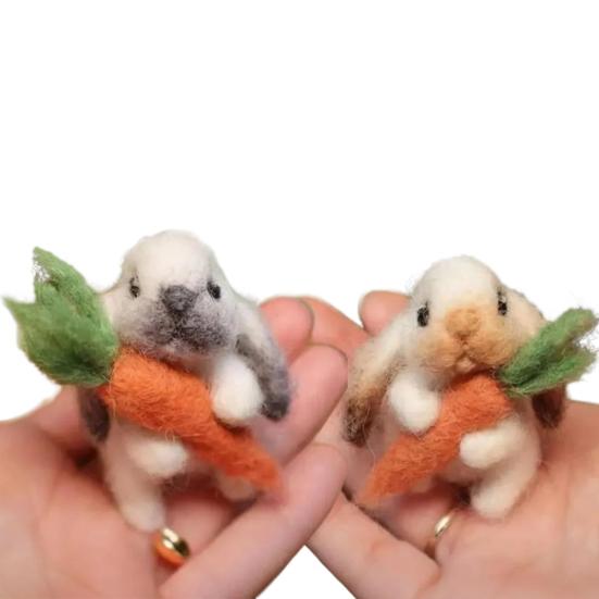1 шт/2 шт войлочный вислоухий кролик с морковкой мини игольчатый валяный плюшевый кролик ручной работы из войлока животное для пасхального украшения