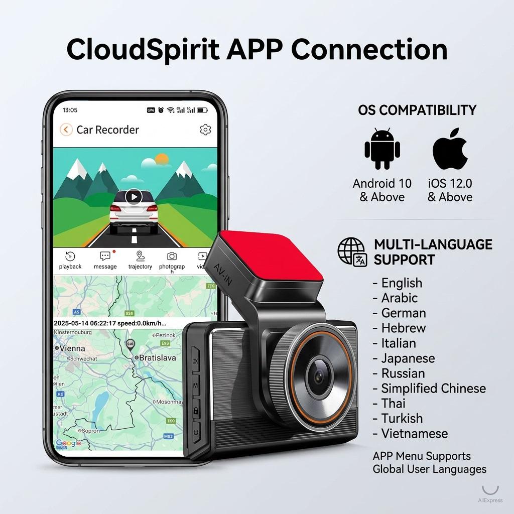 4G 2K Двухкамерный видеорегистратор, 3-дюймовый экран, WiFi, GPS-слежение, удаленный просмотр видео в реальном времени через телефон, питание 12-24 В, автомобильная камера