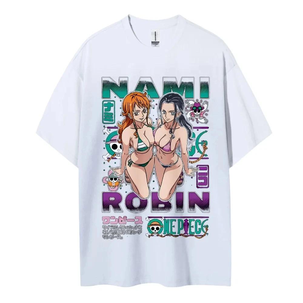 ONE PIECE Хлопковая Унисекс Футболка с Круглым Вырезом Аниме Удобная Короткий Рукав Спортивные и Повседневные Топы для Мужчин и Женщин Популярная Футболка