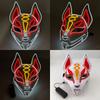 Japanese Kabuki Fox LED Mask Neon Light Up Full Face Mask Anime Cosplay Costume Halloween Carnival Festival Haunted House Props