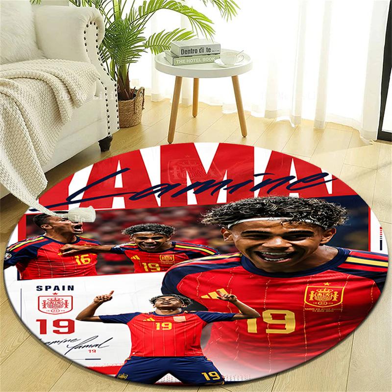 1pc Lamine Yamal Print Round Carpet Chair Round Carpet Suitable for Bedroom Living Room Home Decorative Carpet