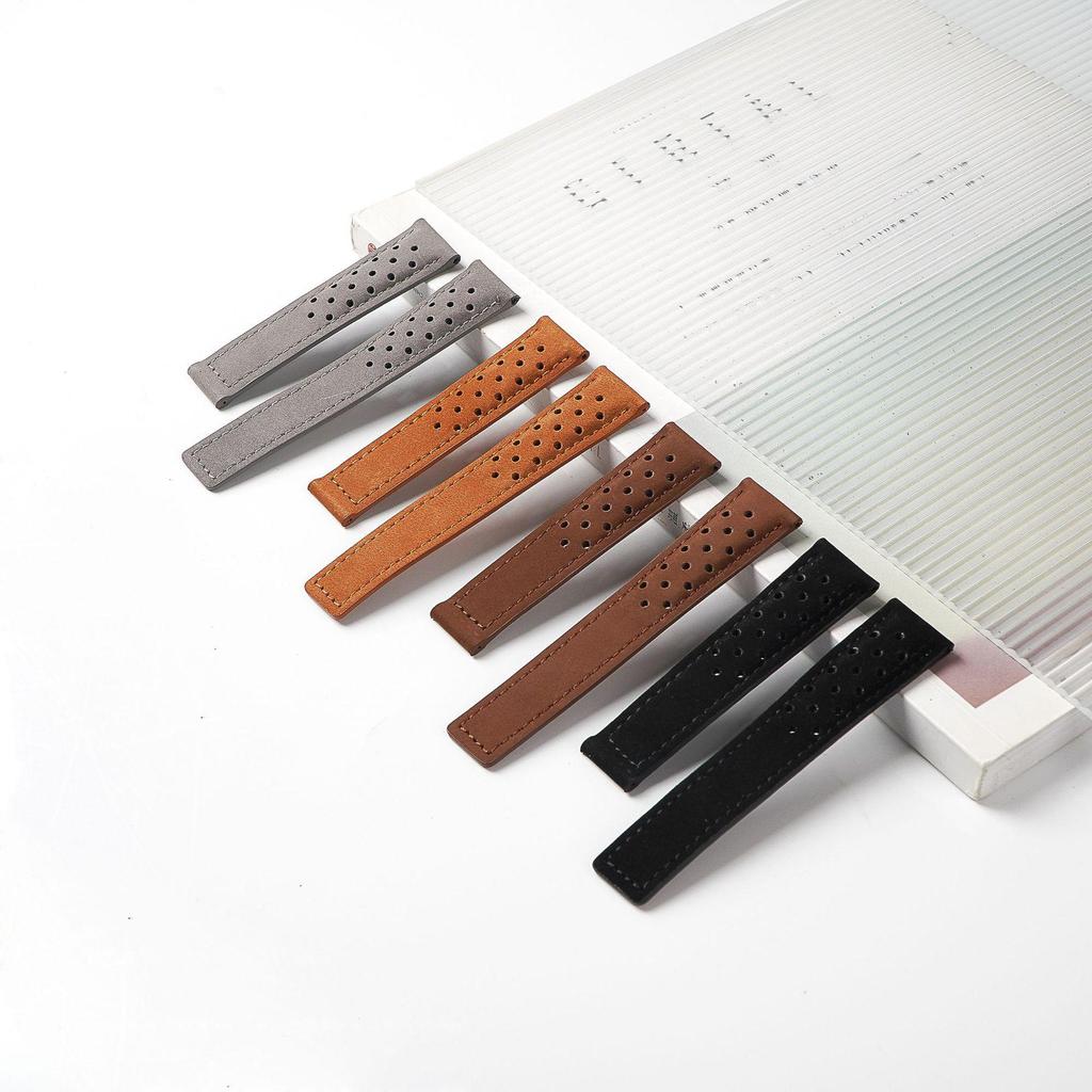 Ремешок для часов из матовой кожи с дышащими отверстиями, универсальная посадка, складная застежка, 20 мм/22 мм