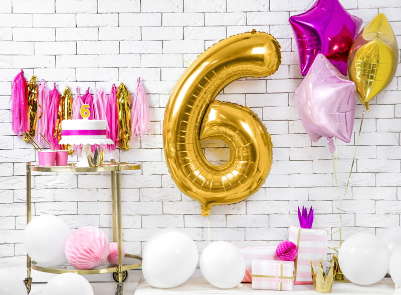 Balon Foliowy Cyfra "6" Złoty 86 Cm