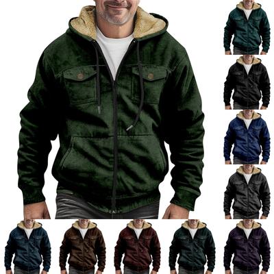 Мужская утолщенная куртка на пуговицах с двойным карманом и карманной вставкой, хлопковая куртка