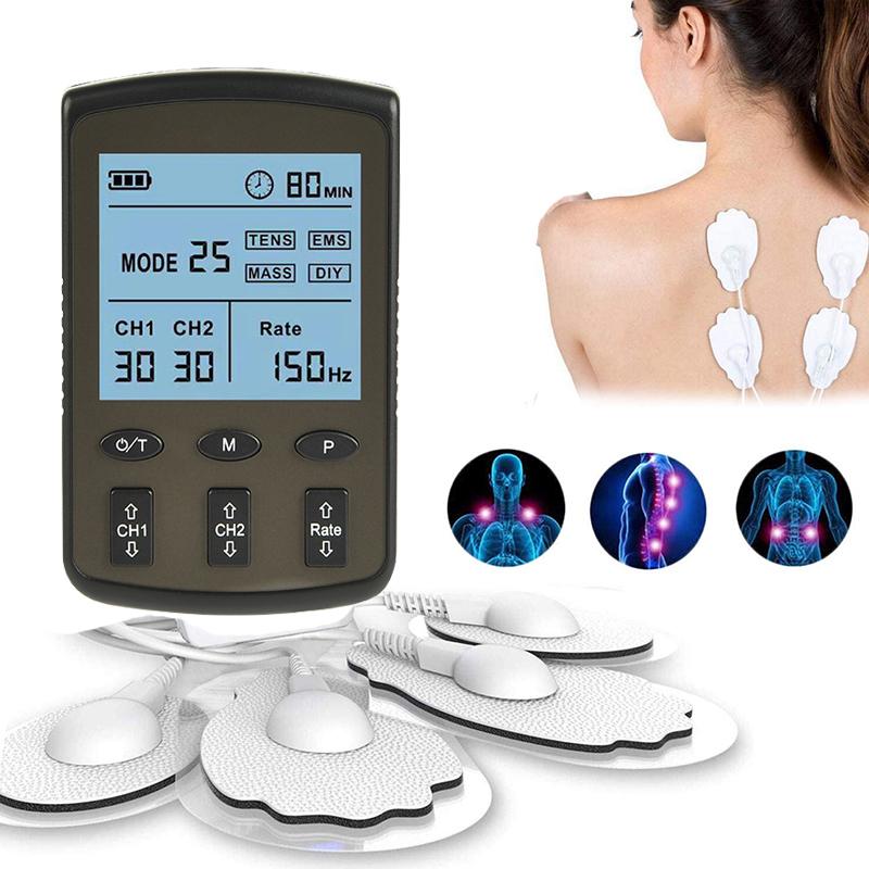 Dual Output TENS Pulse Massage 25 Modes EMS Micro Current Meridian Shoulder Cervical Body Massage Muscle Stimulation Pain Relief