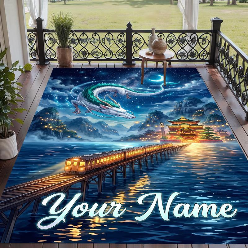 Custom Text Spirited Away Pattern Floor Rug Soft Indoor Carpet Mat Living Room Bedroom