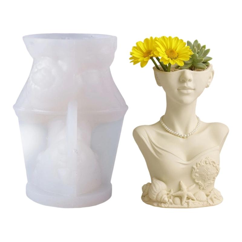 Гибкая силиконовая форма-горшок в форме женской фигуры для Resin Art, литья бетона, цемента и декоративный контейнер для свечей