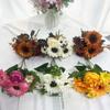 Multicolor Sunflower Artificial Flower Green Leaves DIY Faux Daisy Peony Flower Photo Props Accessories Simulation Sunflower
