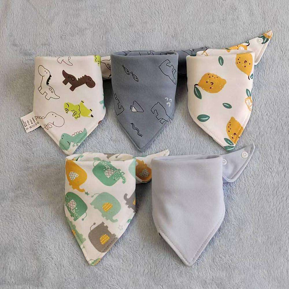 Triangle Bandana Bib 5Pcs Set 100% Cotton Newborn Baby Bibs Soft Absorbent Animal Print Infant Saliva Towel Unisex Feeding Bib
