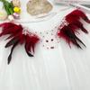 Gothic Skull Black Feather Tulle Cape Long Dress Halloween Party Costume