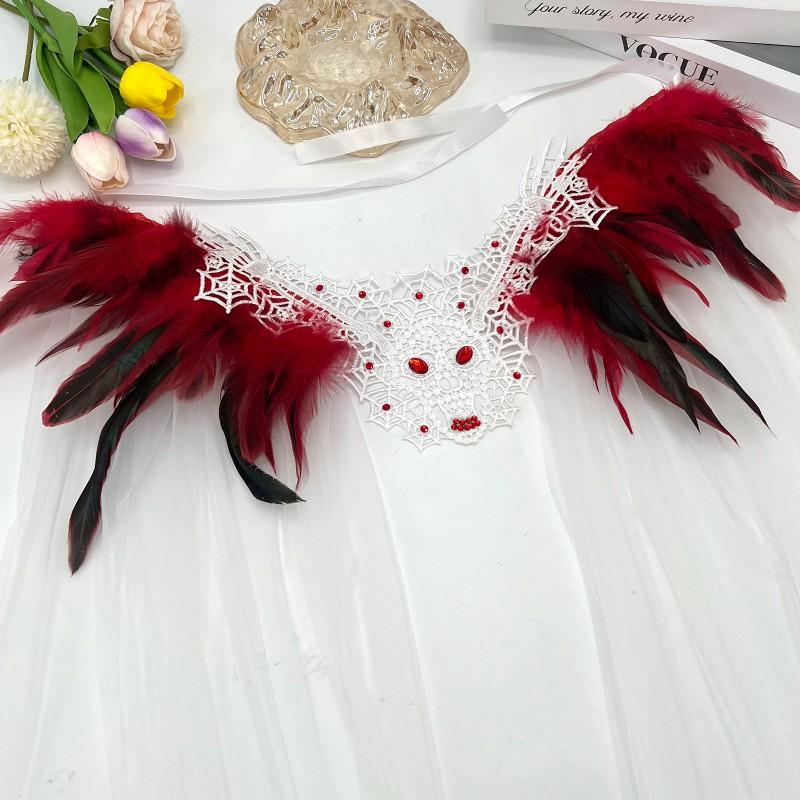 Gothic Skull Black Feather Tulle Cape Long Dress Halloween Party Costume