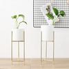 1 Set Flower Pot Stylish Iron Frame Flower Stand Elegant Ceramic Flowerpot for Home Office Room Decoration