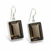 Smoky Quartz Dangle Earrings, 925 Solid Sterling Silver, Rectangular Hook Earrings for Women