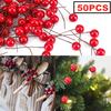 50Pcs Christmas Red Holly Berries Ornament