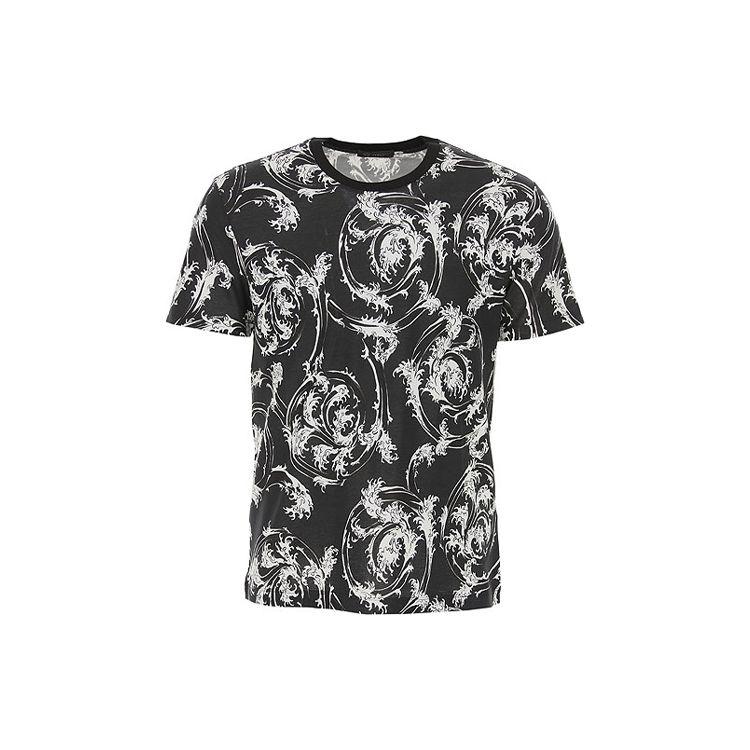 Versace Мужская футболка с принтом, круглым вырезом и коротким рукавом, черный цвет A79334-A230641-A71R