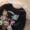 Children's LABUBU Printed T-shirt Korean Style Fashionable and Popular Girl Round Neck Short Sleeved Casual and Comfortable Top