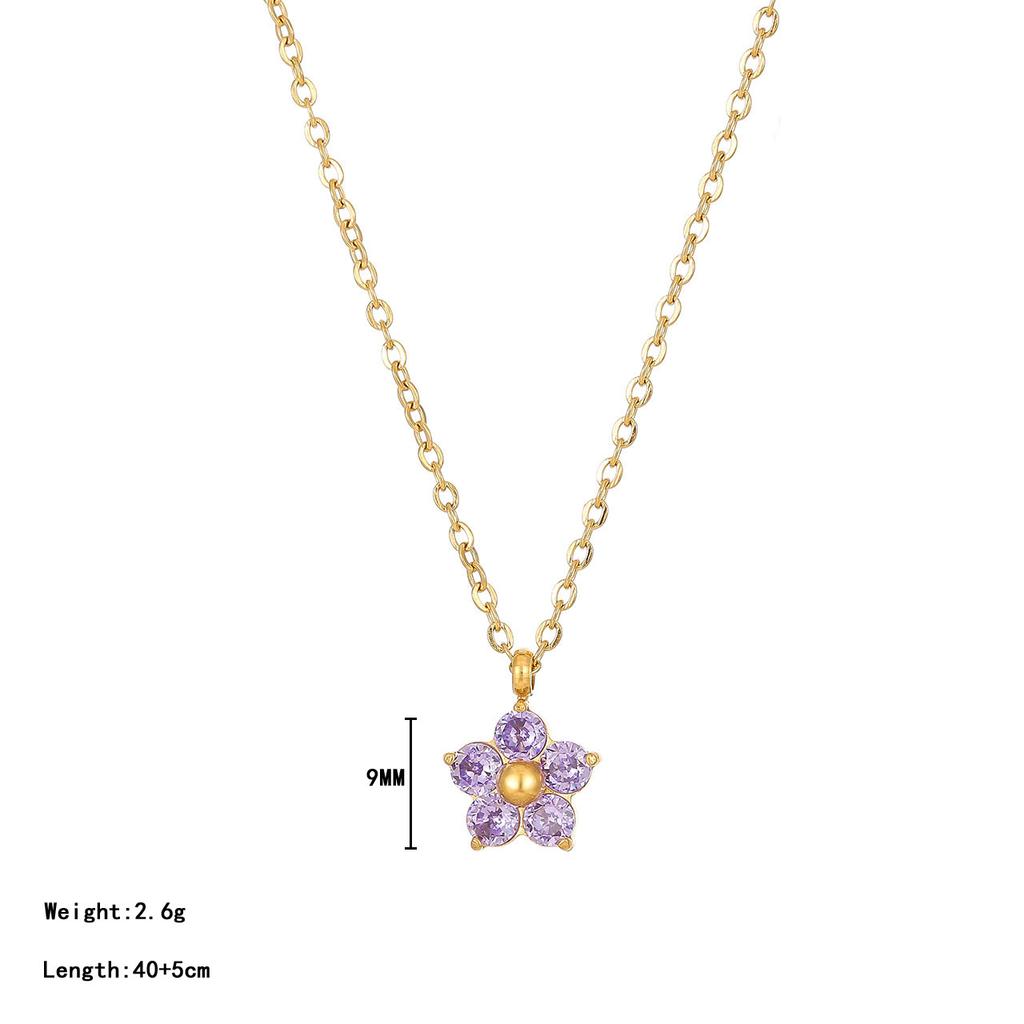 Korean Style New 2025 Diamond Flower Pendant Bamboo Clavicle Chain Sporty Fashion Unisex Small Fresh Elegant All-match
