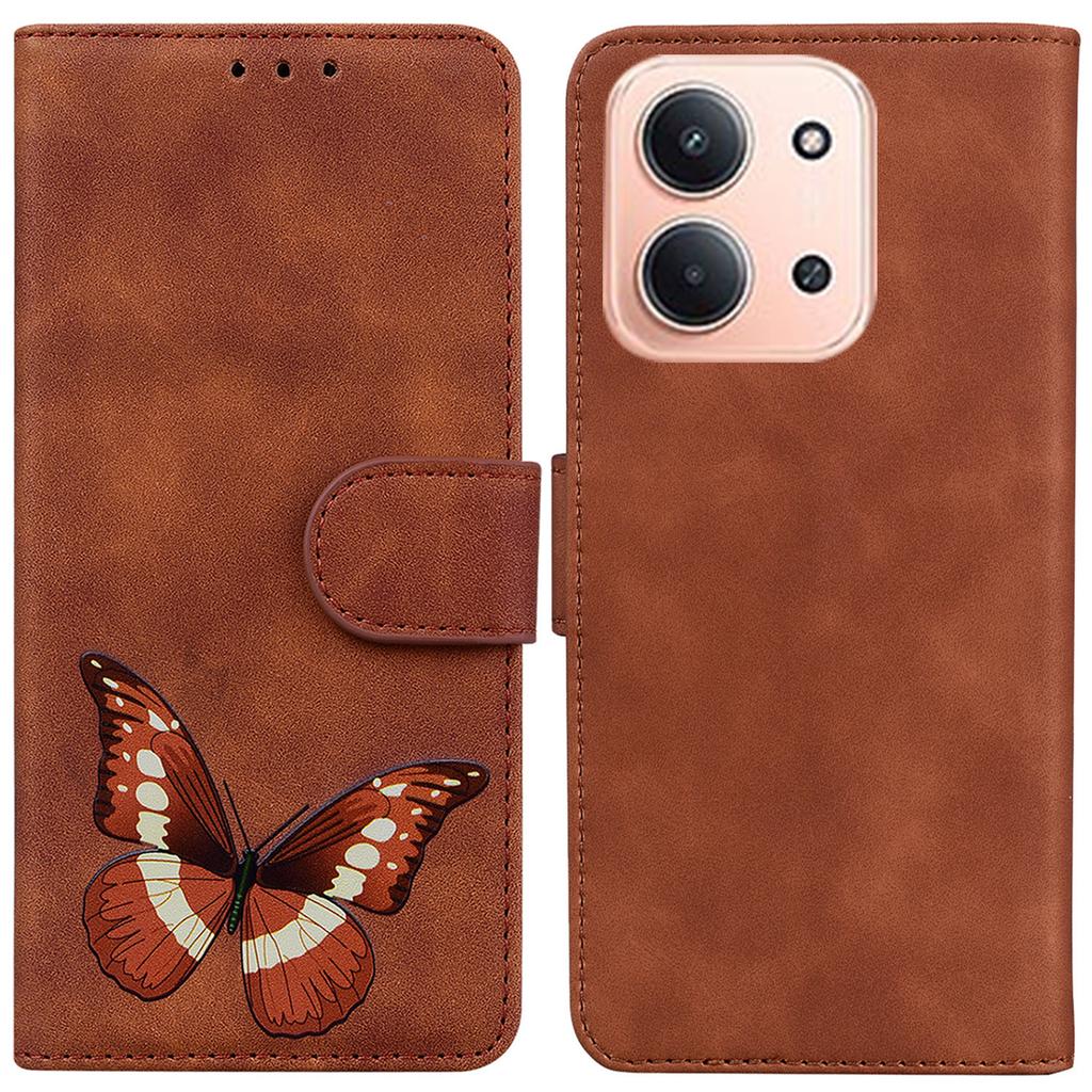 Для Xiaomi Redmi 15C 5G (США) (173мм)/15C 4G (США) (173мм) Чехол-подставка из искусственной кожи с принтом бабочек