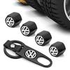 1 set Metal Wheel Air Valve Covers Tire Valve Stem Caps with Keychain for VW CC Golf 6 7 GTI Tiguan B5 B6 B7 MK5 Passat OEM 3B7