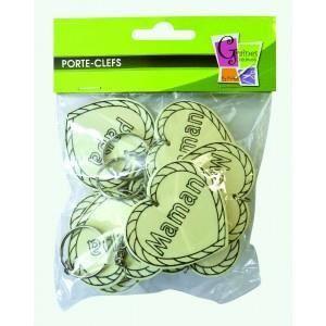 Porte clés - Non spécifié - 10 Porte clés en bois - Coeur - Décorables - Cadeaux fête des mères/pères