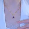 2024 Exquisite Purple Pendant Clavicle Necklace for Women - Advanced Niche Design In Round Diamond Style