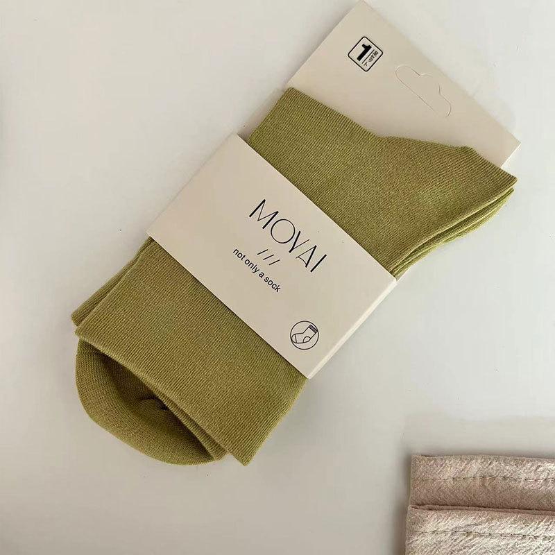 Spring And Autumn Lycra Fabric Mid-Leg Socks Solid Color Loose Lip Couple Casual Socks Soft And Comfortable Socks