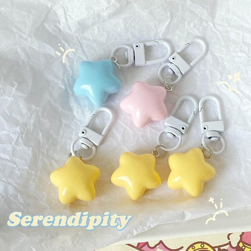 Acrylic Cute Colorful Five-Pointed Star Phone Trinket Female Phone Shell Pendant Accessories Package Decoration Keychain