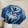 1pc Blue Wolf Fantasy Artwork Umbrella with Plastic Handle,Suitable for All Seasons Home Travel Outdoor UmbrellaDD954