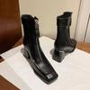 Fashion Women's Boots Hot Selling French Square Toe Short Boots Autumn and Winter Workplace Soft Leather Fashion  Boots for Women