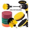 Electric Drill Brush Set: 12-14 Pieces for Cleaning, Polishing, & Grinding with Round Disc for Tile and Carpet