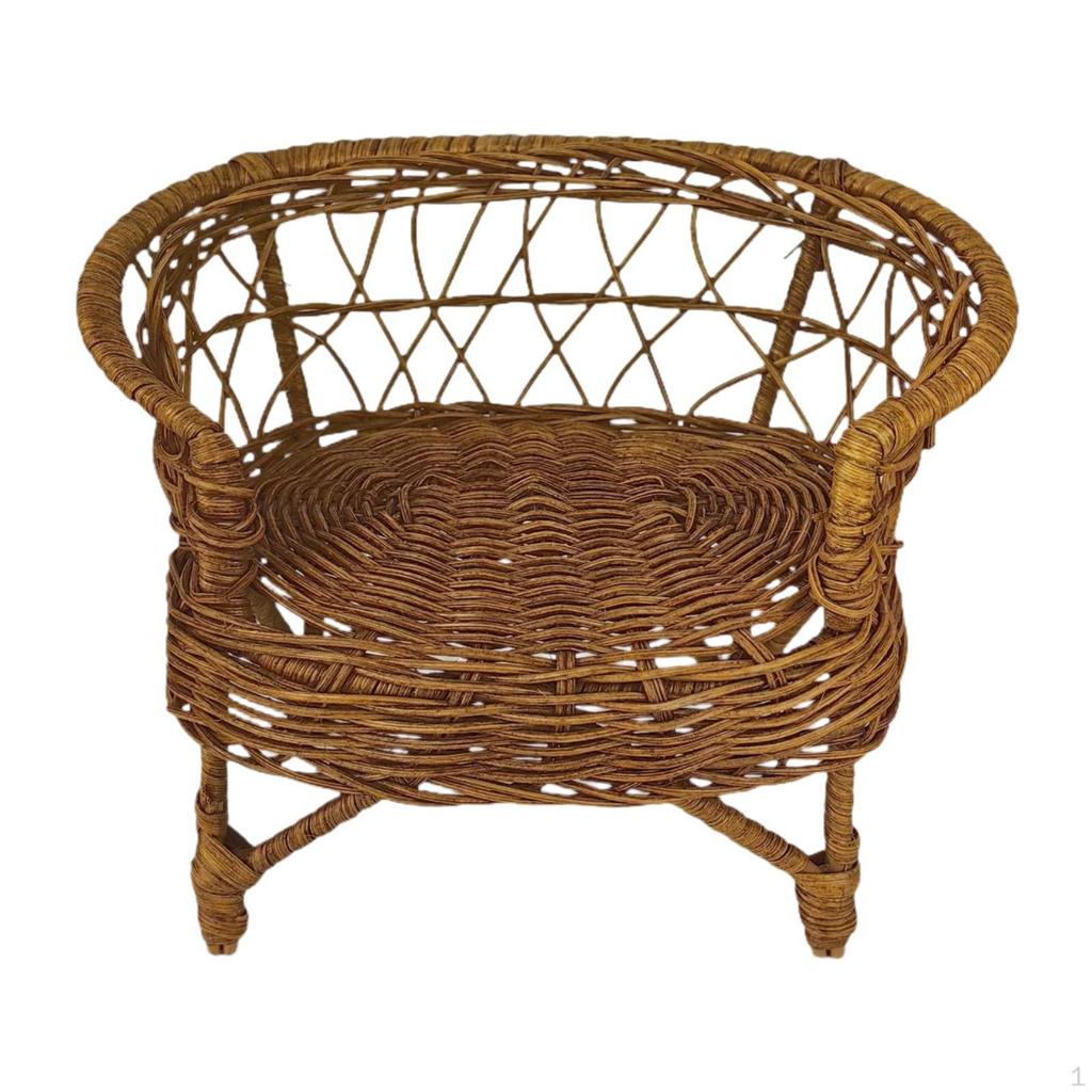 1:12 Doll House Rattan Chair ,Miniature Craft ,Ob11 Wicker Accessories ,