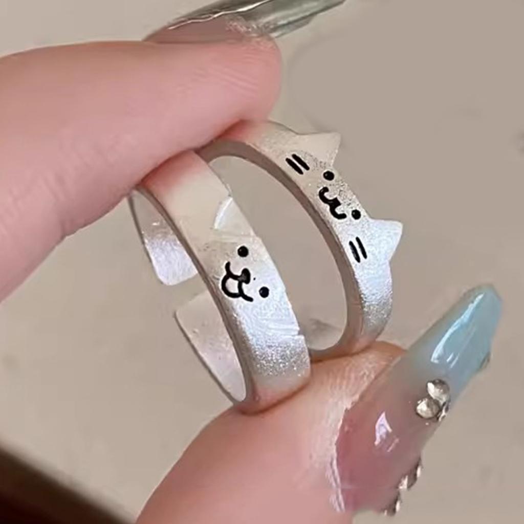 2 шт. Регулируемое милое кольцо с мультяшными кошками и собаками для женщин, регулируемый размер, кольцо дружбы, модное обручальное украшение