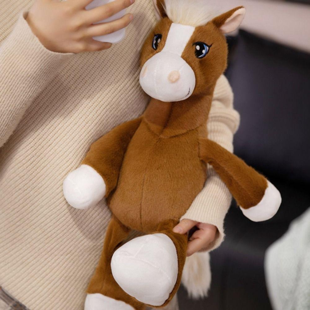 Long Tail Sitting Foal Plush Doll Simulation Cartoon Horse Stuffed Toy Easter Gifts