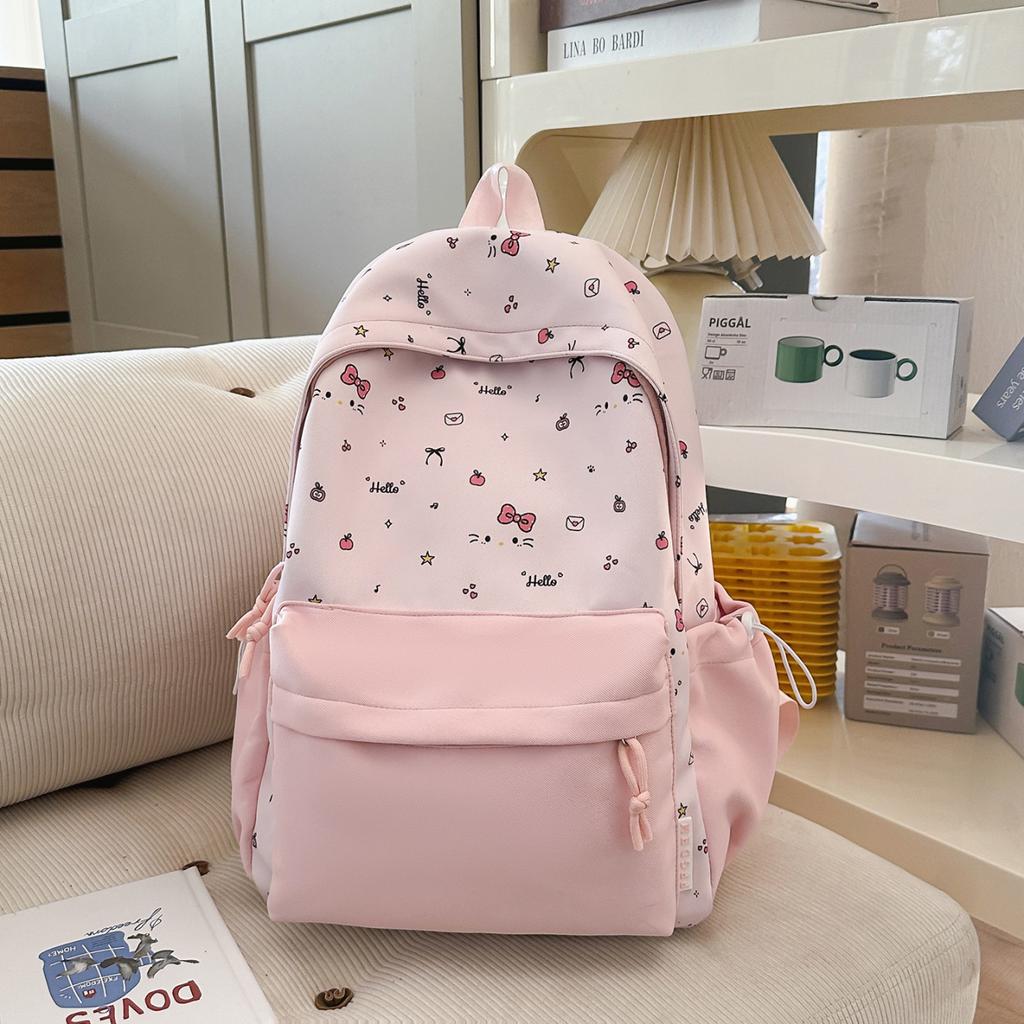 Schoolbag Japanese ins High value student backpack Cat print versatile casual backpack Large capacity travel backpack