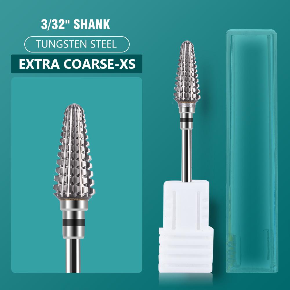 5 In 1 Carbide Tungsten Nail Bit Dual Rotation Volcano/Tornado Milling Cutters Fast Remove Acrylic Hard Gel ManucureTools