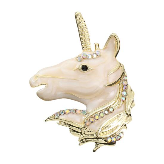 Brooch Pin Horse Design Enamel Pin with Imitation Crystals Enamel Faux Pearls Fairy Tale Brooch Artistic Accessories