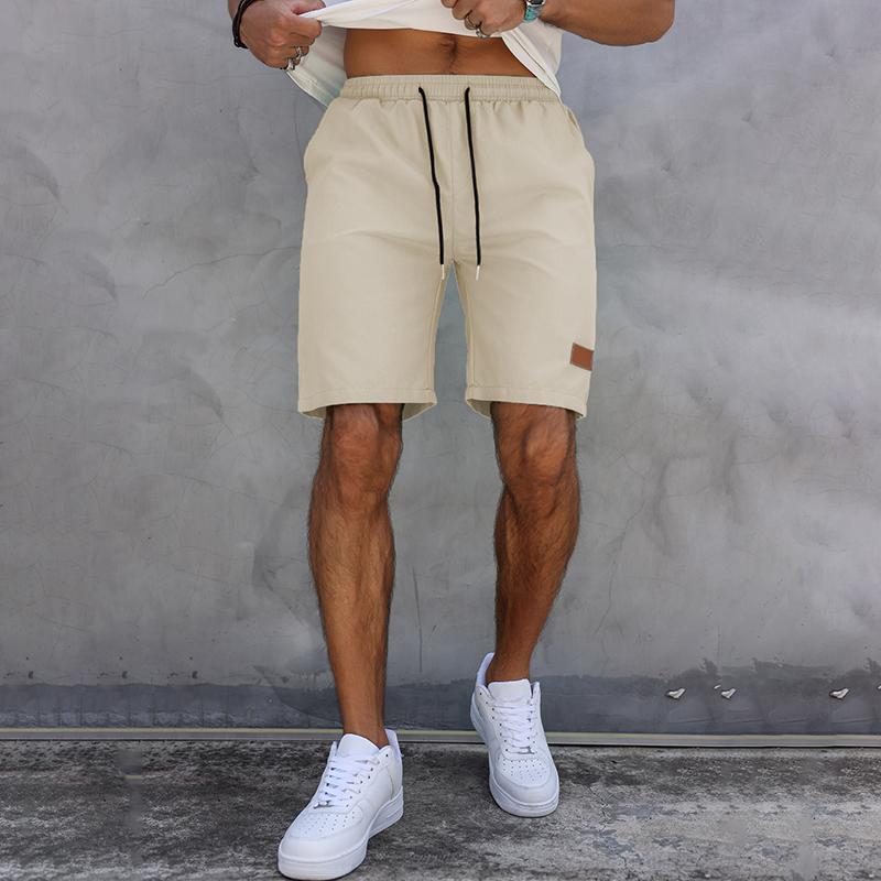 Мужские повседневные летние шорты, брюки-пять четвертей, классические однотонные кожаные шорты с завязками на липучке