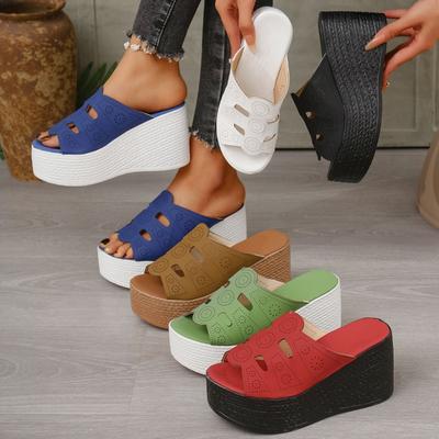 Сандалии женские супер высокие каблуки усиливающие новые летние тапочки с толстым дном и рыбьим ртом модные туфли-бублики женская обувь