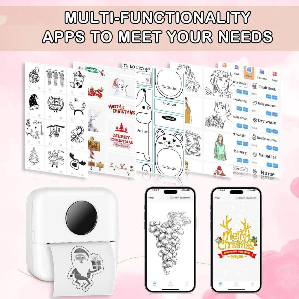 Портативный термопринтер HD Mini Print X5 Mini Bluetooth Wireless Photo Pocket Inkless Multi-funtion Sticker Label Makers