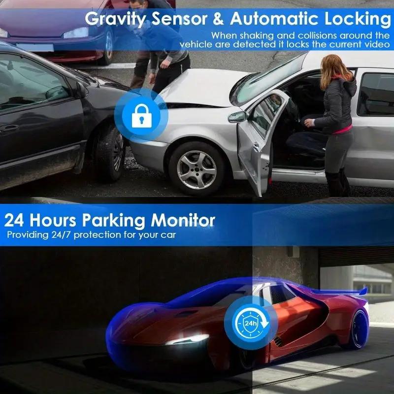 New 1080P HD Night Vision Car Driving Recorder 3-Channel Camera Video Recorder DVR Black Box Dual Lens with Rearview Camera HD Reversing Image