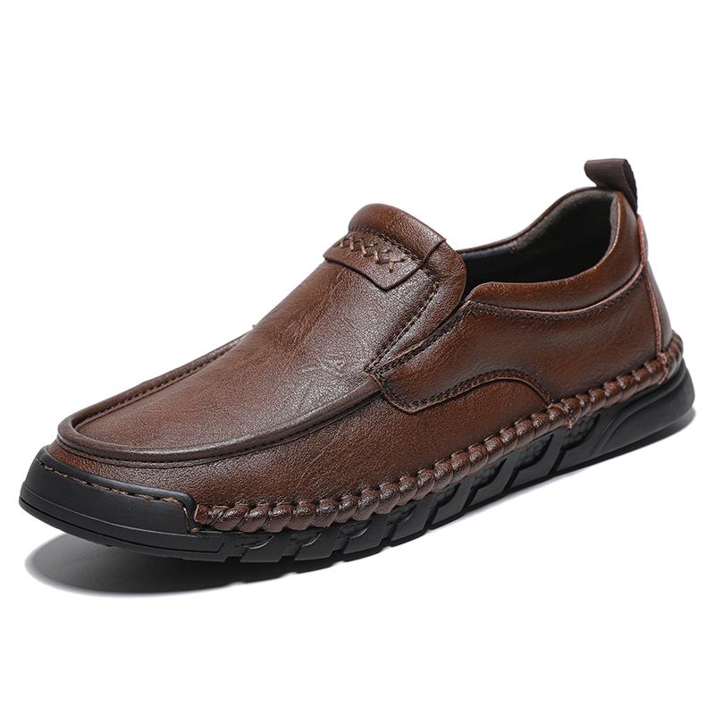 Fashion Genuine Leather Men's Loafers Non-Slip Slip On Walking Flats Breathable Outdoor Casual Shoes Male Work Office Driving Footwear