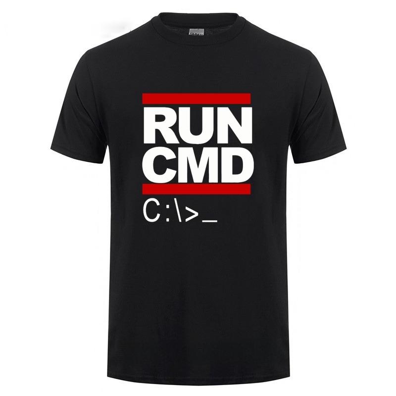 2026 Run Cmd Computer Programmer Tshirts Funny Birthday Gift for Man Boyfriend Husband Summer Short Sleeve Cotton T-Shirt Women Casual Tee Top