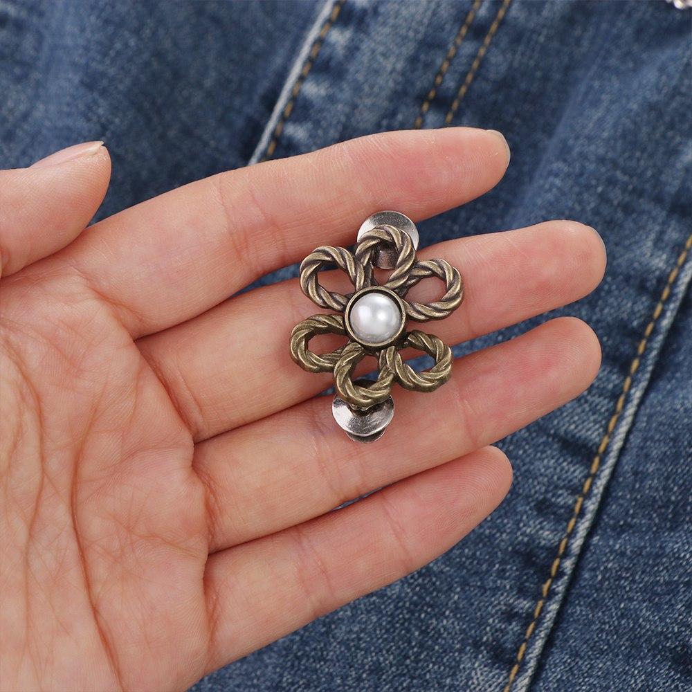 Button Clasps Flower Pants Button Tightener Zinc Zinc Alloy Jean Buttons for Loose Jeans Party