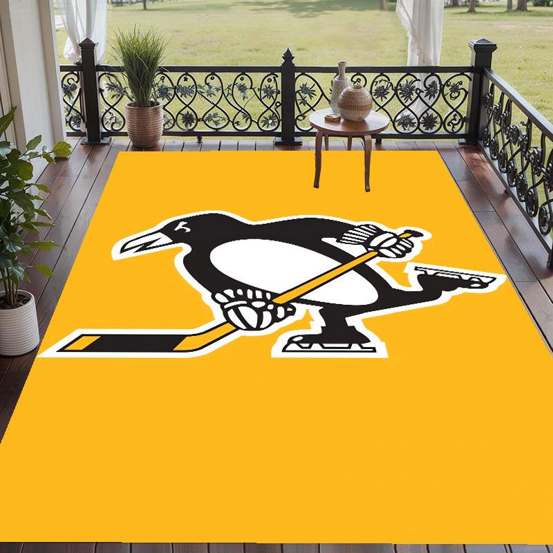 Soft Floor Carpet Pittsburgh Penguins Pattern Area Rug Decorative Mat For Home Room Decoration
