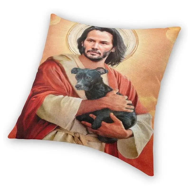 Nordic Modern Киану Ривз держит щенка Чехол для подушки из полиэстера Saint Meme Jesus John Wick Наволочка для дивана Украшение для дома